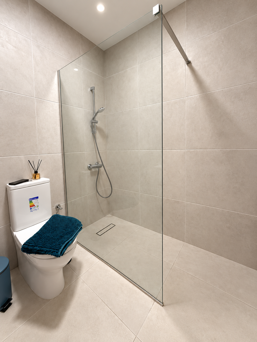 Bathroom with large glass walk-in shower at Paradise Gardens Villa 30