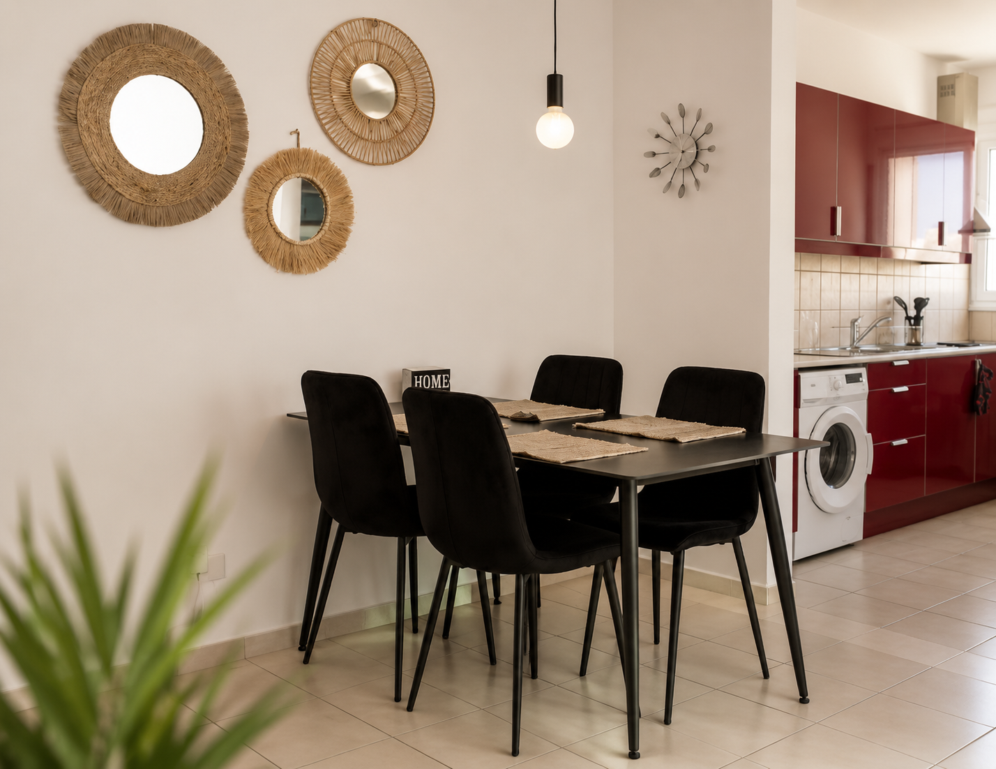 Dining area beside the kitchen at Pervolia 206 Apartment in Paphos