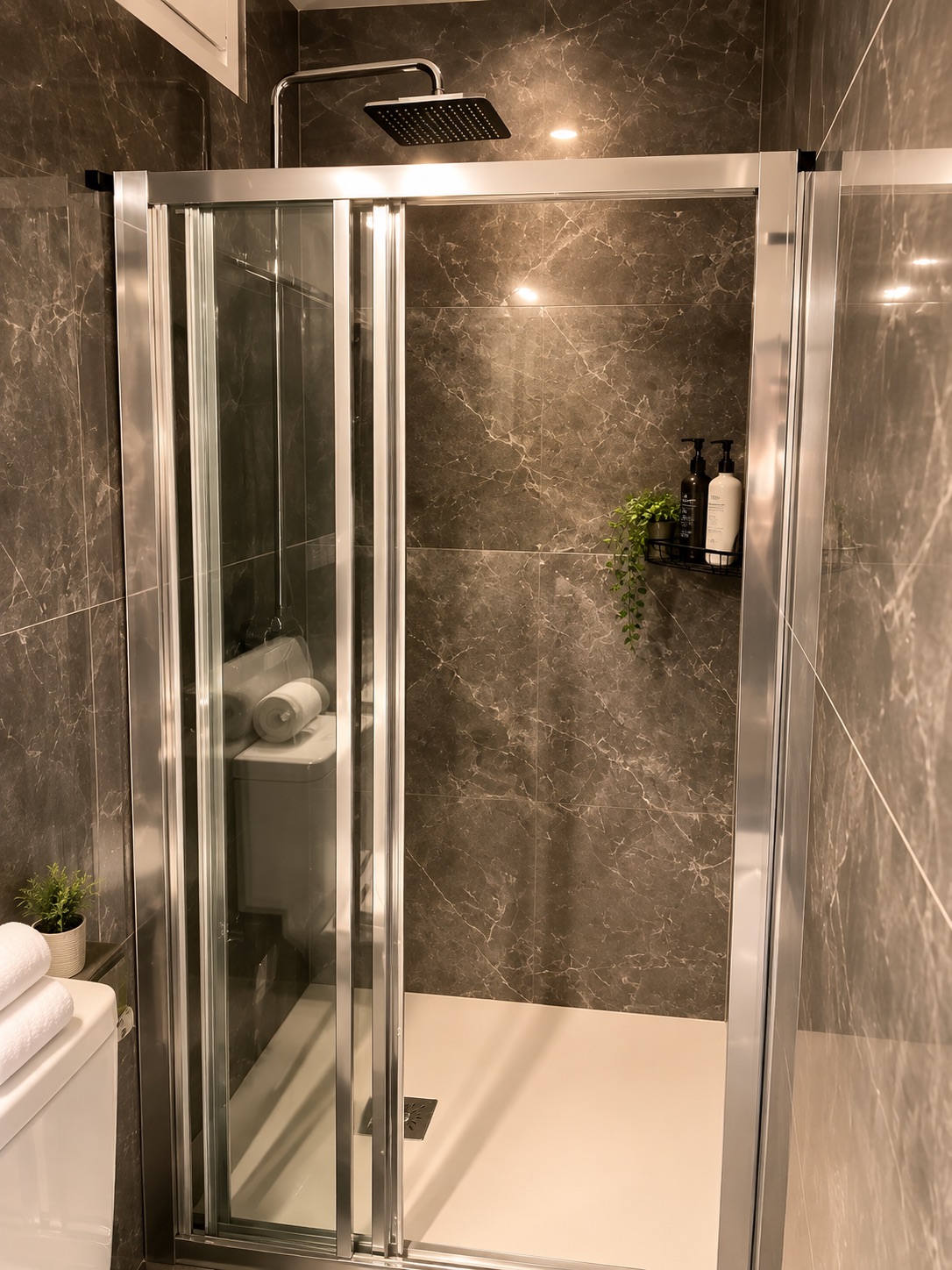 Walk-in rainfall shower at SeaGarden Hideaway in Paphos