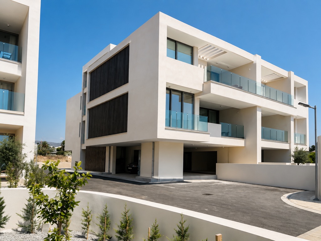 Contemporary exterior of the Avalon Gardens resort buildings in Empa, Paphos