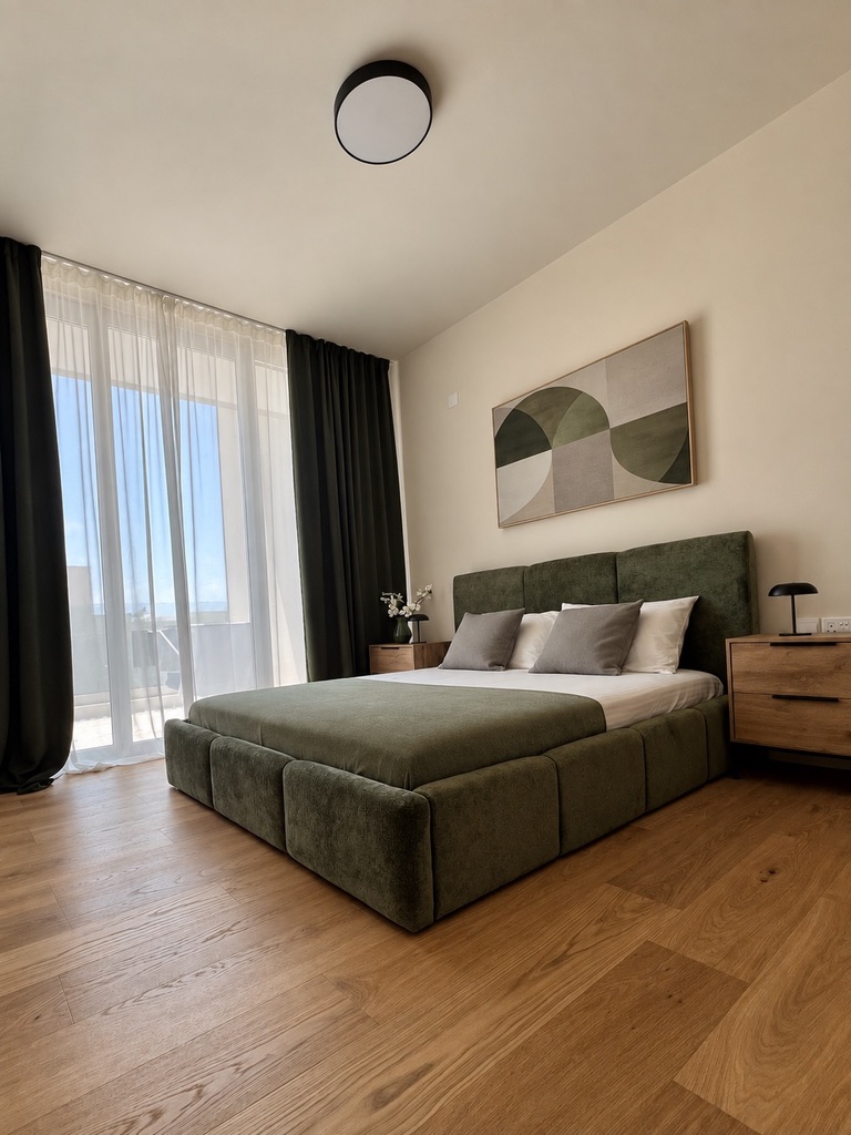 Representative bedroom in a one-bedroom serviced resort apartment at Avalon Gardens